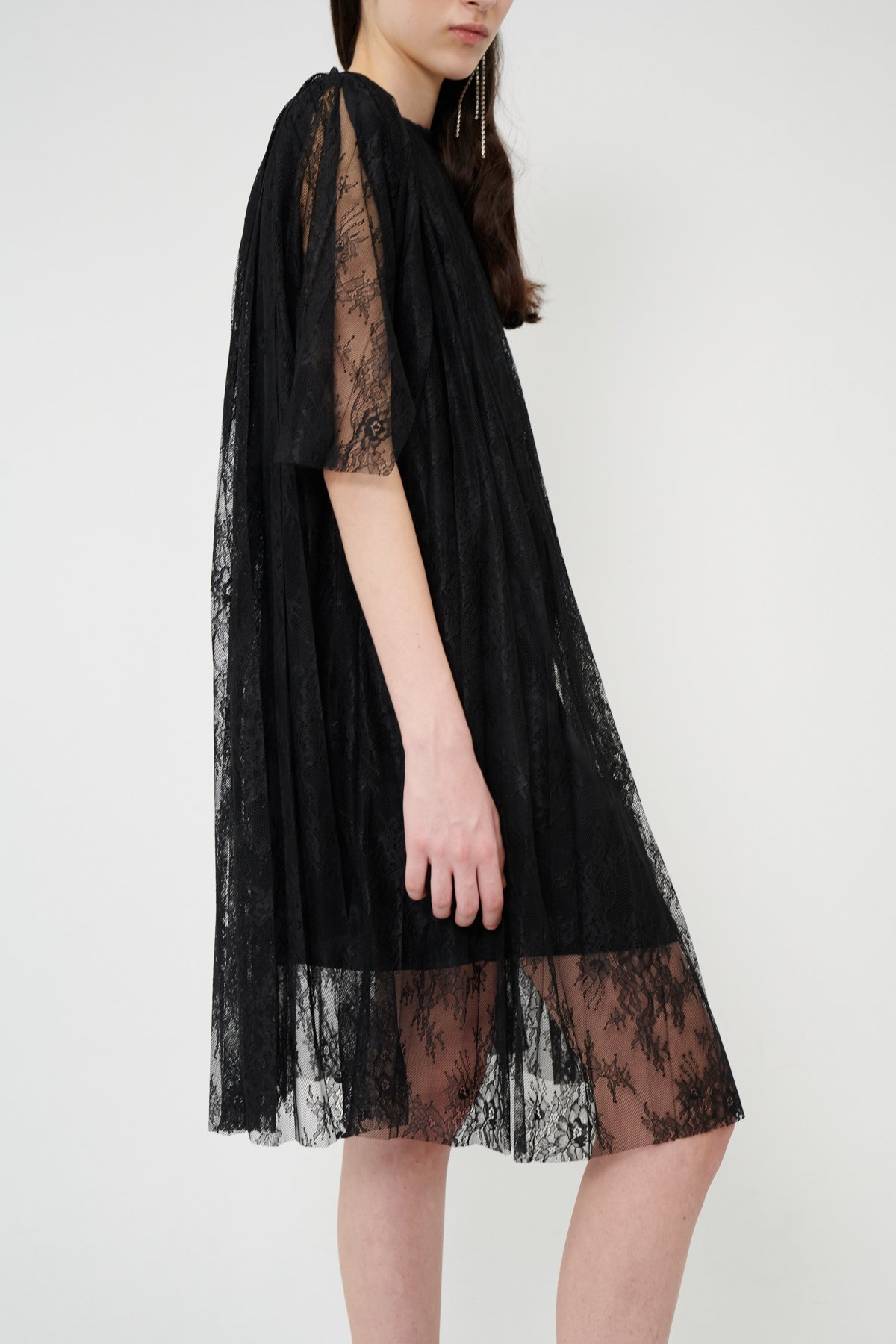 MM6 Maison Margiela PLEATED LACE DRESS - BLACK | Garmentory