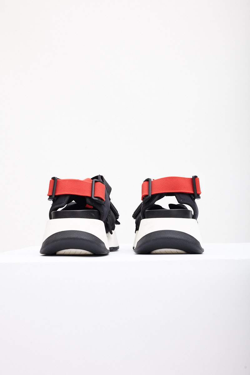 MM6 Maison Martin Margiela Black Sandals with Red Accents MM6 Maison Margiela Black & Red Sunken Buckle Sandals MM6  main image 2
