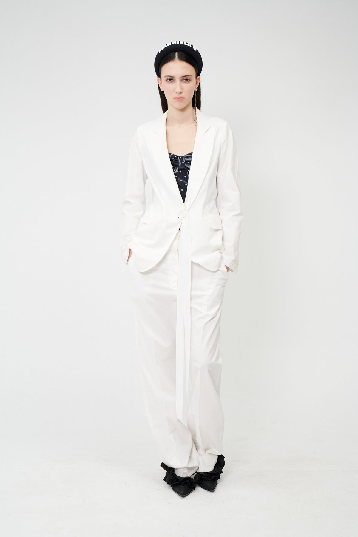 MM6 Maison Margiela Single Breasted Blazer - White | Garmentory