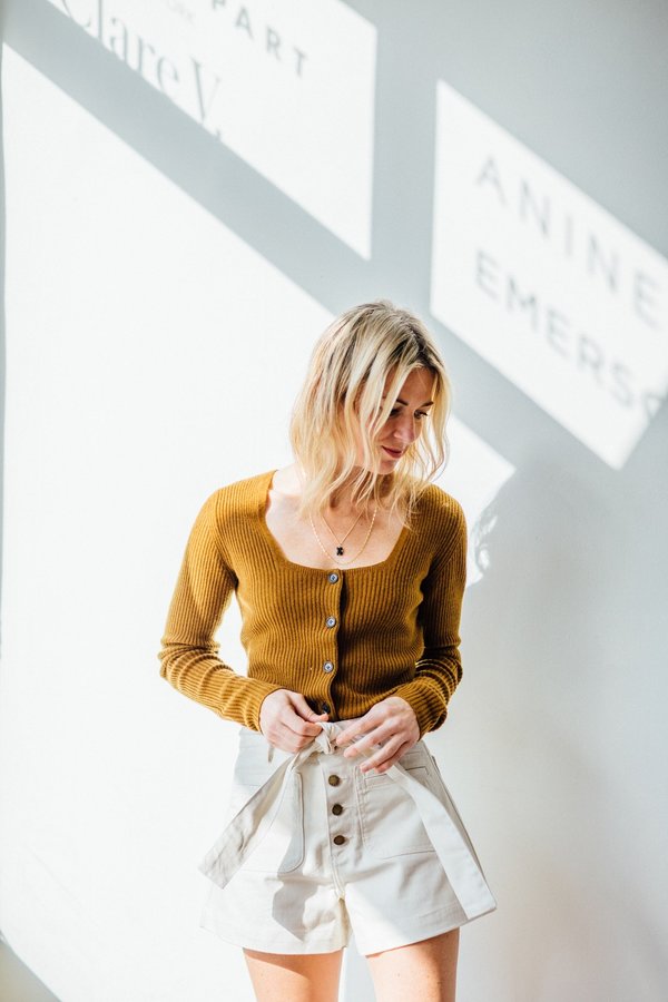 vince square neck cashmere cardigan