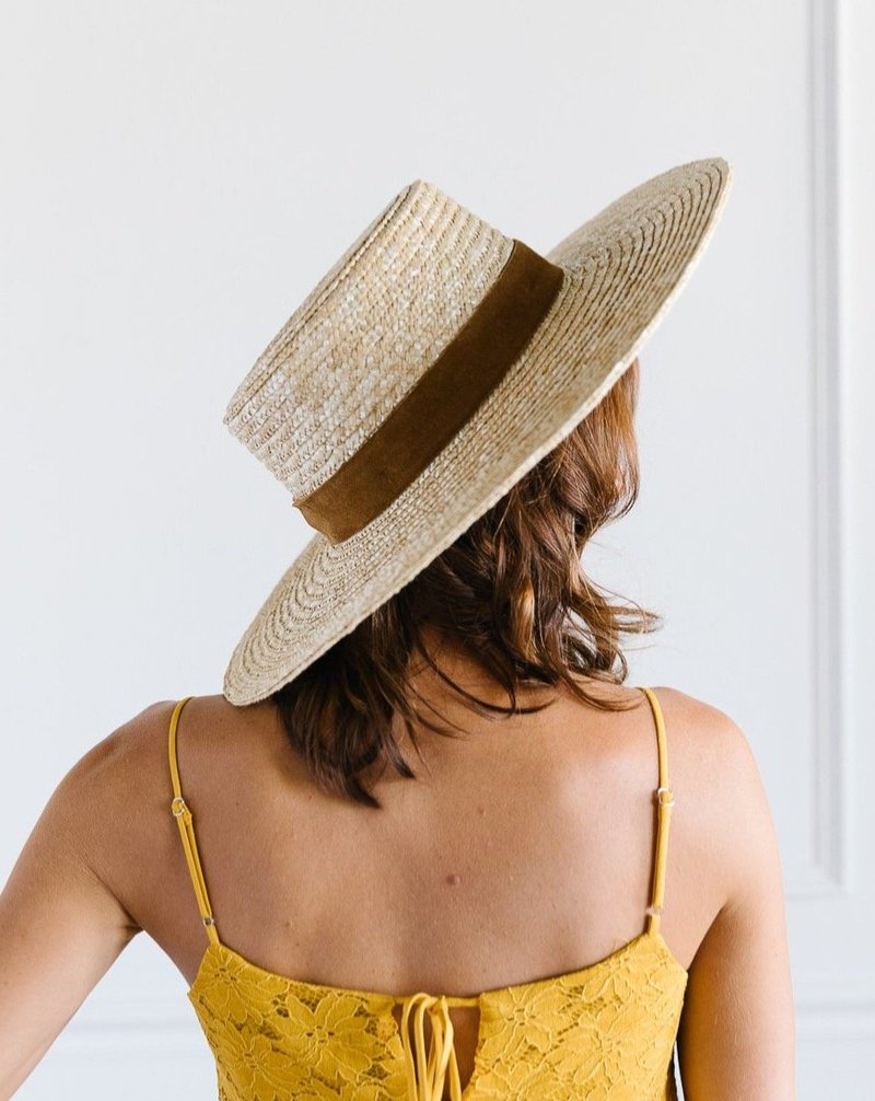 Gigi Pip Capri Medium boater crown style hat in Natural Gigi Pip Capri Straw Boater Hat – Satori Boutique main image 2