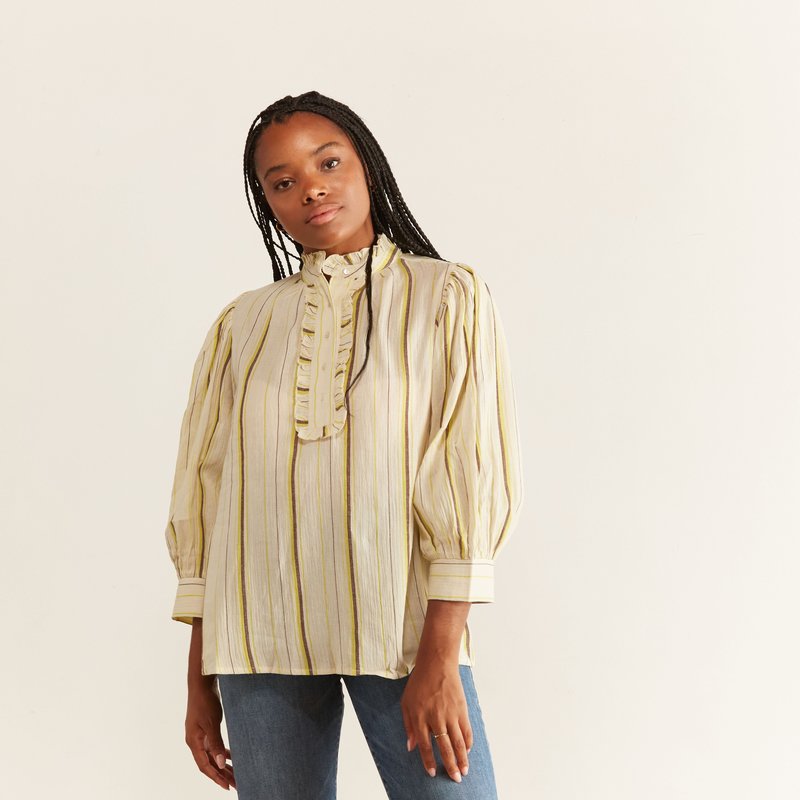 yellow puff sleeve blouse
