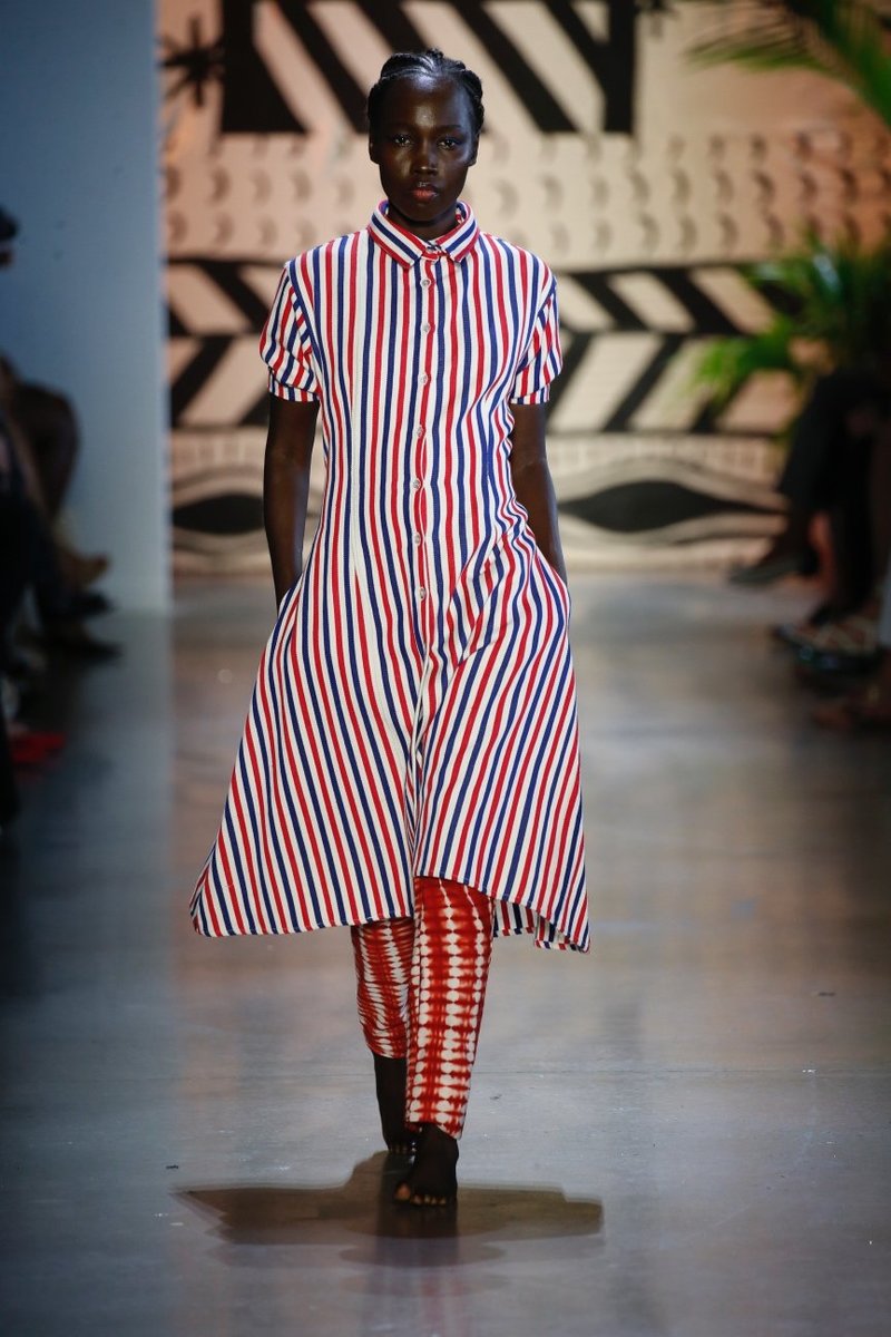Studio One Eighty Nine Stripe Organic Cotton Midi Shirt Dress - Red/White/Blue  | Garmentory