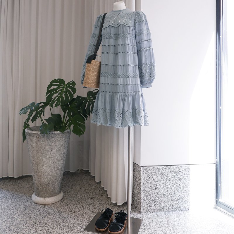 Sea NY Marina Broderie Anglaise Dress - Glacier Sea NY Marina Broderie Anglaise Dress - Glacier