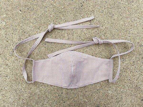 Tony Shirtmakers Lightweight Japanese Cotton Mini Gingham Seersucker Masks - Tan/White Tony Shirtmakers Lightweight Japanese Cotton Mini Gingham Seersucker Masks - Tan/White