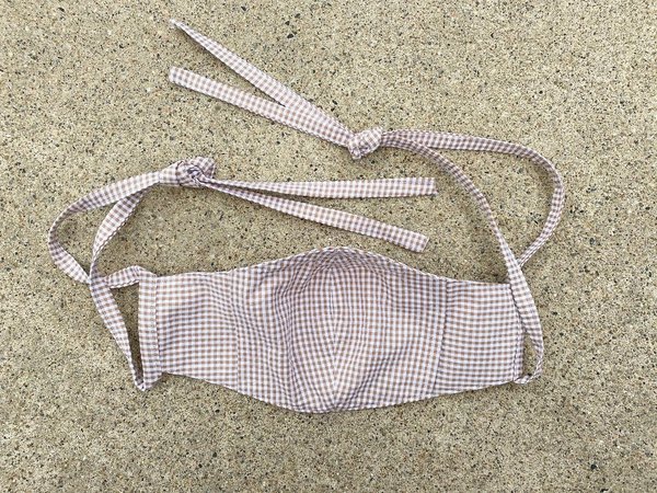 Tony Shirtmakers Lightweight Japanese Cotton Mini Gingham Seersucker Masks - Tan/White Tony Shirtmakers Lightweight Japanese Cotton Mini Gingham Seersucker Masks - Tan/White