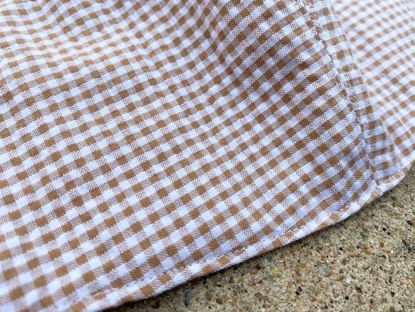 Tony Shirtmakers Lightweight Japanese Cotton Mini Gingham Seersucker Masks - Tan/White Tony Shirtmakers Lightweight Japanese Cotton Mini Gingham Seersucker Masks - Tan/White