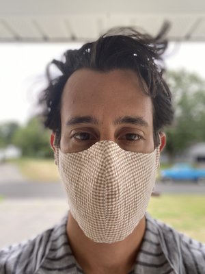 Tony Shirtmakers Lightweight Japanese Cotton Mini Gingham Seersucker Masks - Tan/White Tony Shirtmakers Lightweight Japanese Cotton Mini Gingham Seersucker Masks - Tan/White