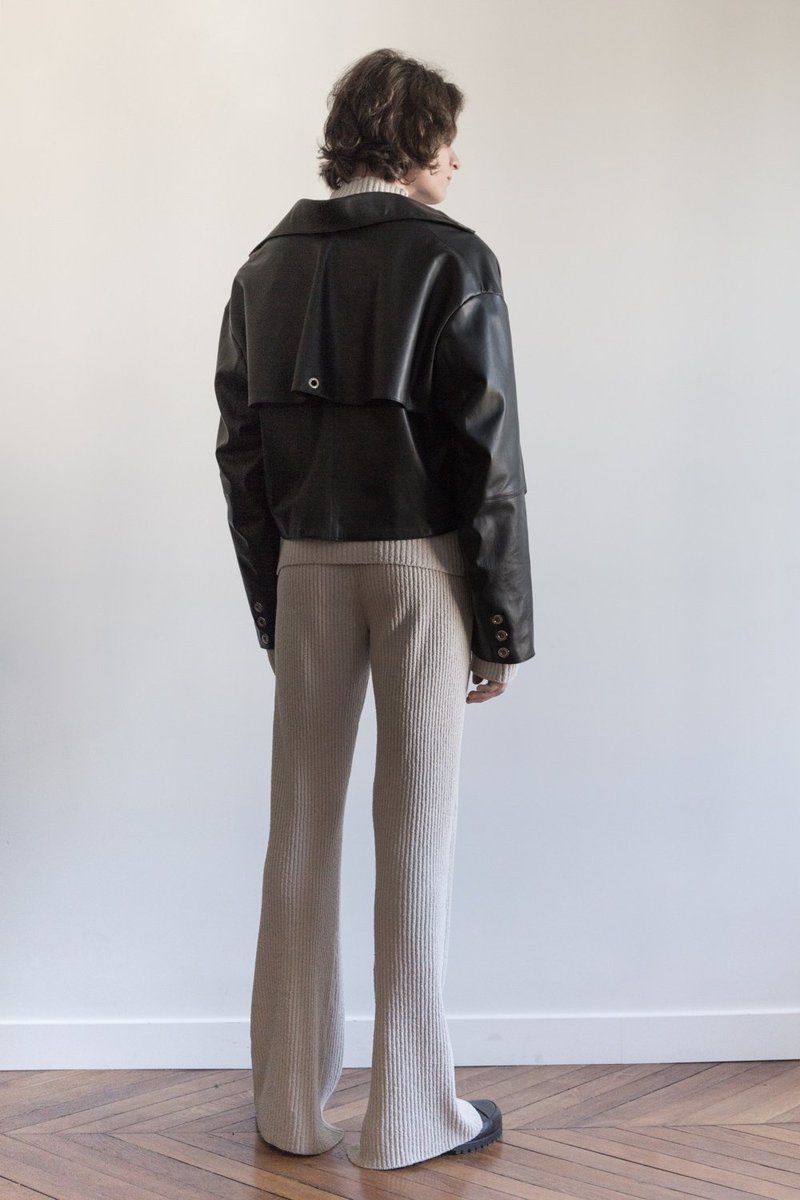 LUDOVIC DE SAINT SERNIN Lamb Leather Cropped Biker Jacket - Black 