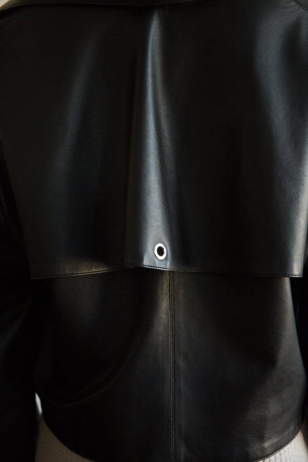 LUDOVIC DE SAINT SERNIN Lamb Leather Cropped Biker Jacket - Black 