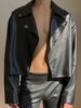 LUDOVIC DE SAINT SERNIN Lamb Leather Cropped Biker Jacket - Black  - Thumbnail 10