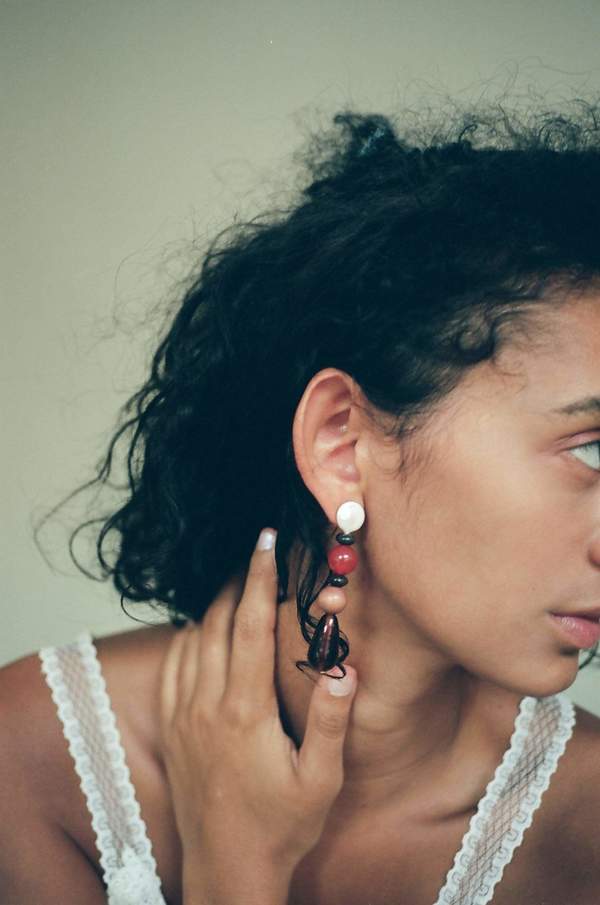 NST STUDIO Pearl Drop Earrings - Blood Orange 