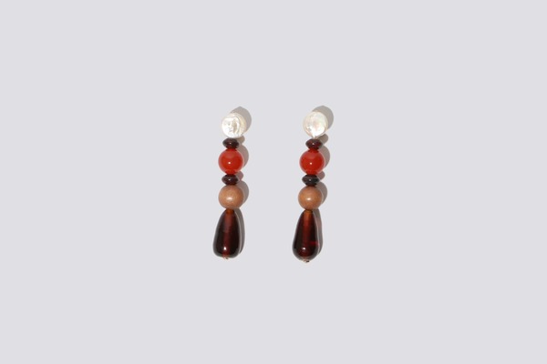 NST STUDIO Pearl Drop Earrings - Blood Orange 
