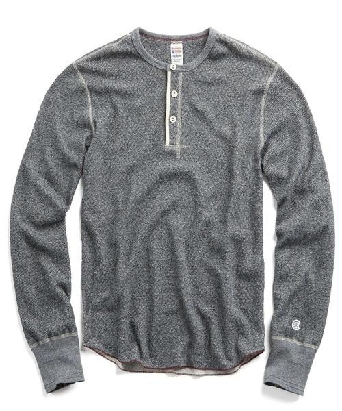 Todd Snyder + Champion Long Sleeve Henley Black Mix Todd Snyder + Champion Long Sleeve Henley Black Mix
