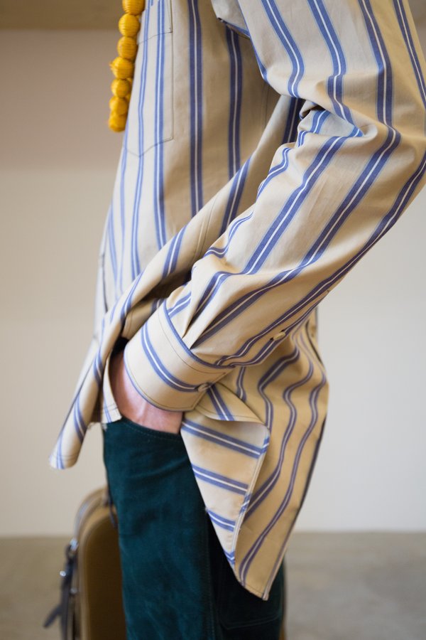 Lanvin Asymmetric Shirt - Dark Green/Camel Stripe Lanvin Asymmetric Shirt - Dark Green/Camel Stripe