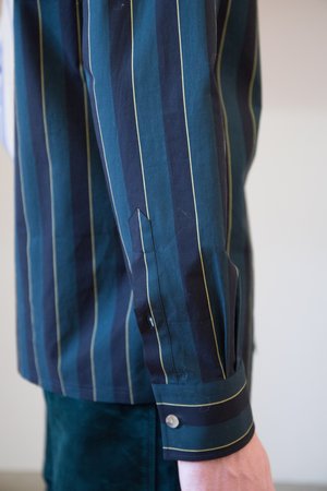 Lanvin Asymmetric Shirt - Dark Green/Camel Stripe Lanvin Asymmetric Shirt - Dark Green/Camel Stripe