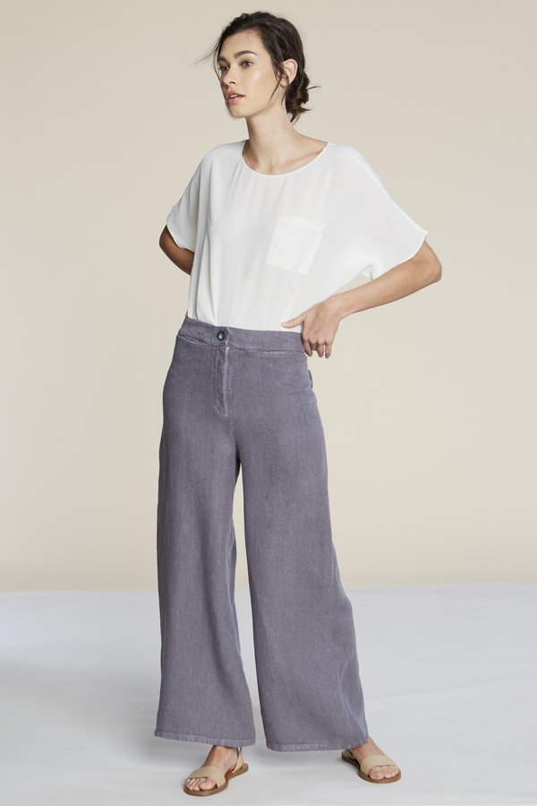 Filosofia LEXI LINEN WIDE LEG PANTS - GREY