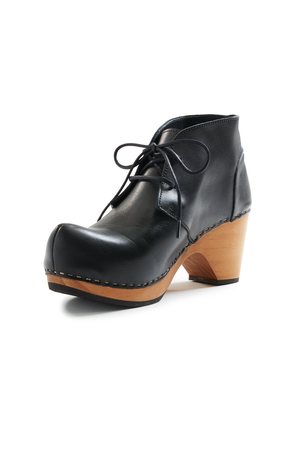 Lisa B. toe seam leather bootie clogs - black Lisa B. toe seam leather bootie clogs - black