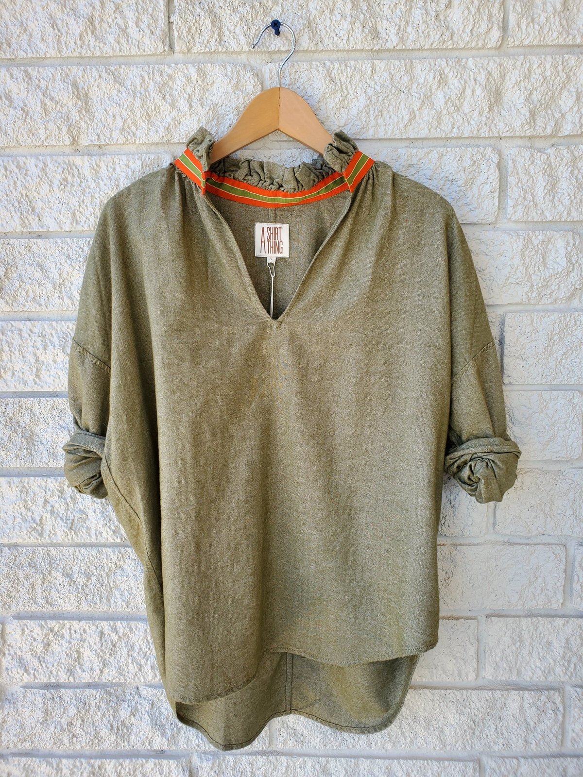 A Shirt Thing Penelope Flannel Blouse - Olive - Image 1 of 4