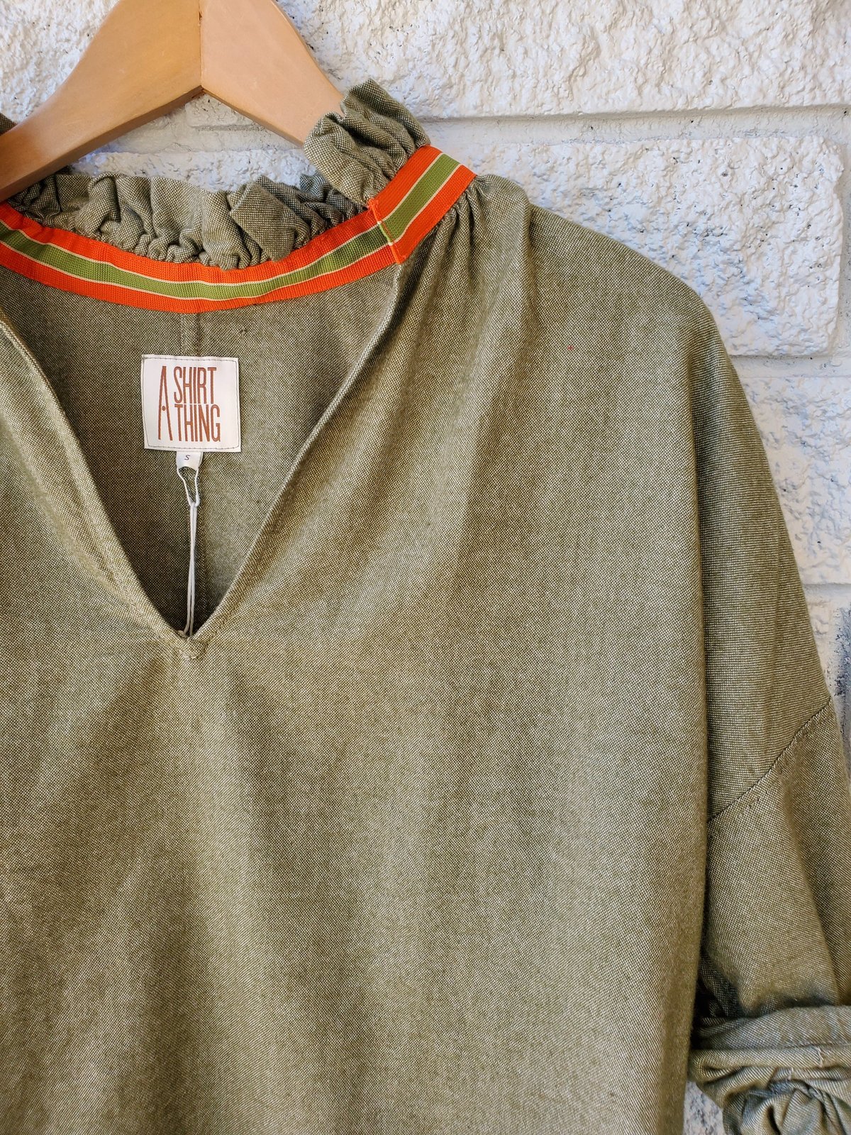 A Shirt Thing Penelope Flannel Blouse - Olive - Image 3 of 4