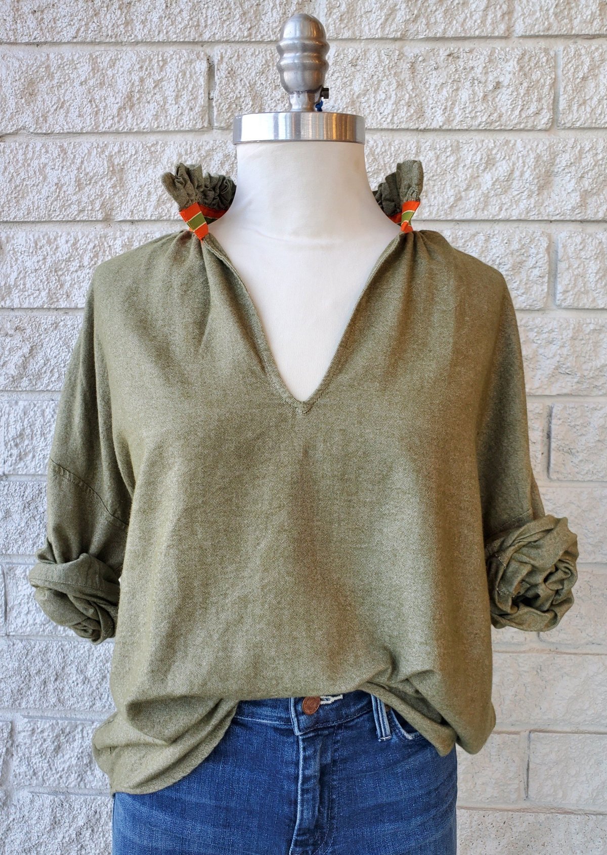 A Shirt Thing Penelope Flannel Blouse - Olive - Image 4 of 4