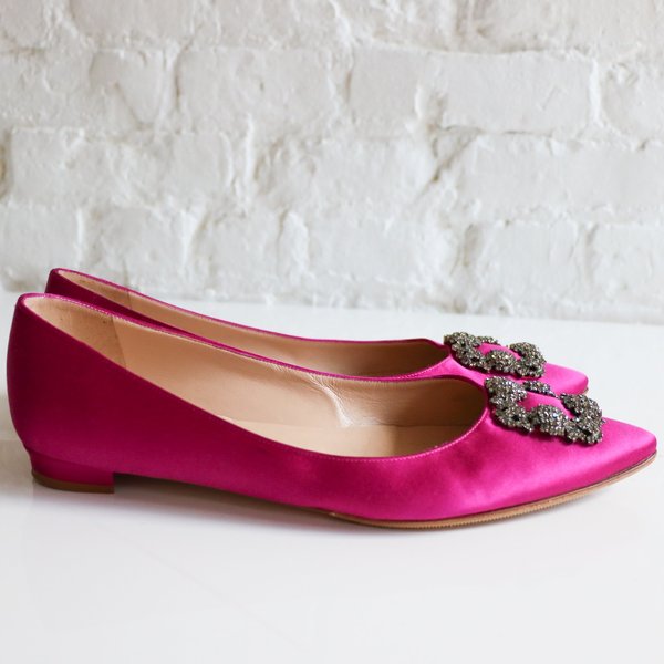 pre-loved] Manolo Blahnik Hangisi Flats Pink Garmentory