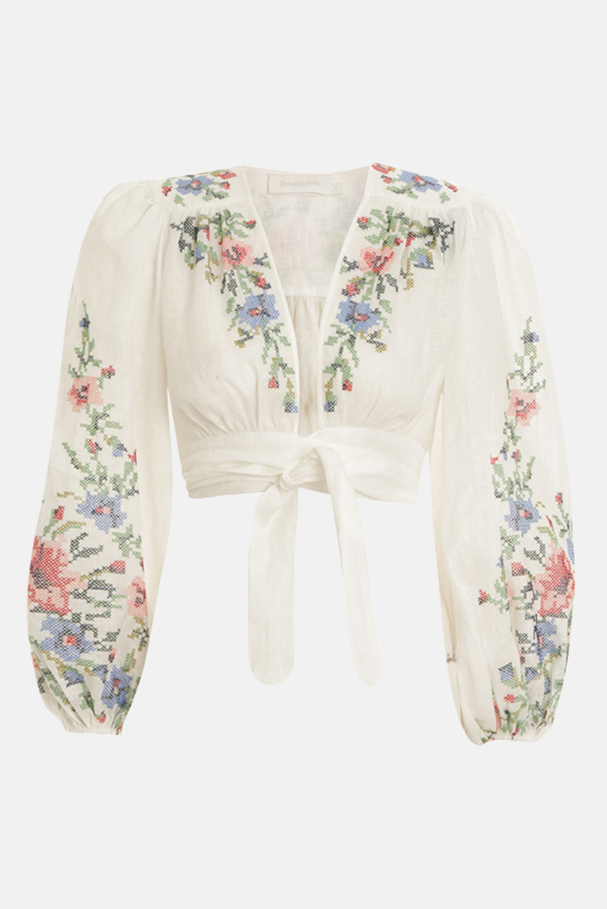 Zimmermann Juliette Cross Stitch Crop Top Ivory Garmentory