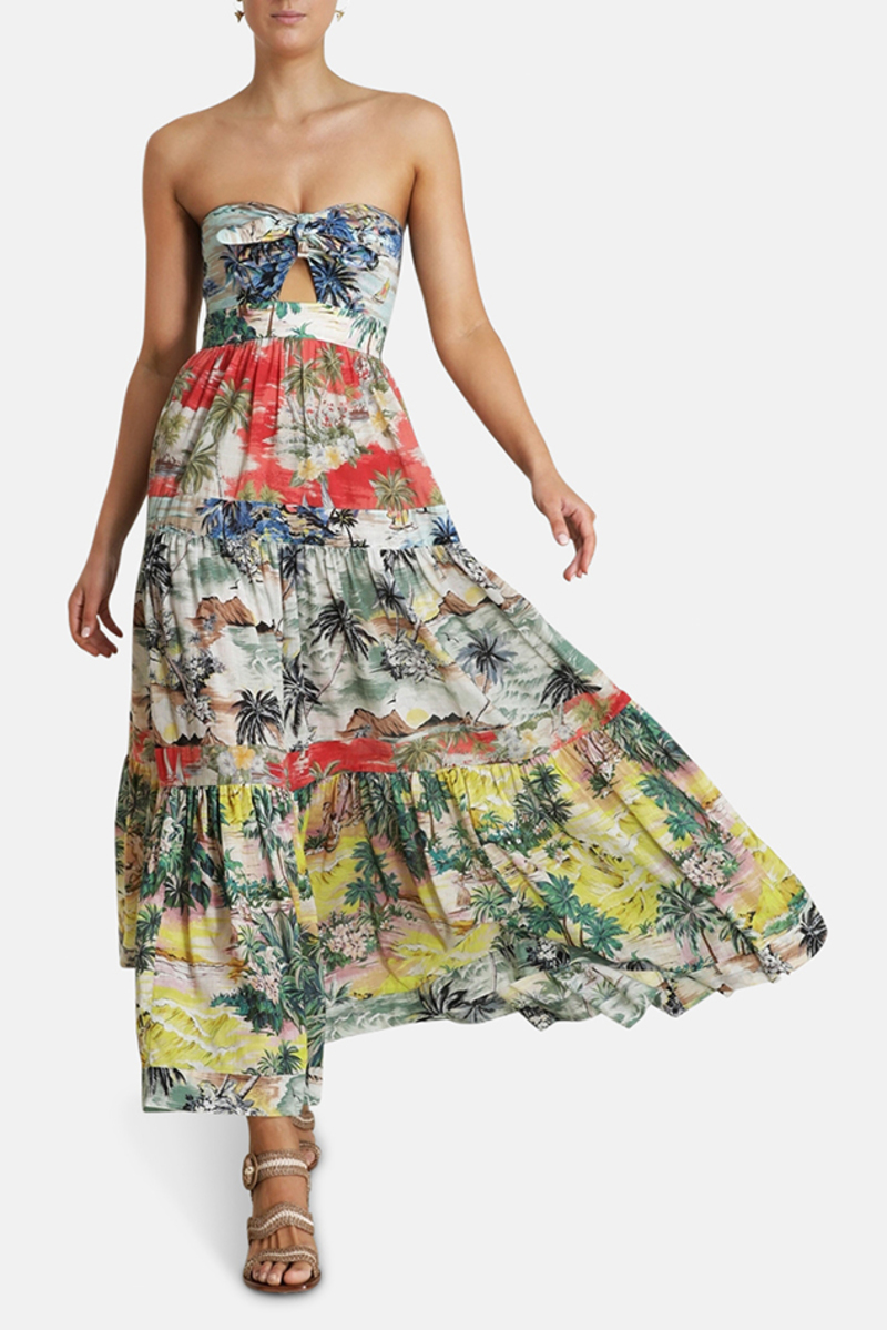Women's Zimmermann Juliette Tie Front Dress in Spliced, Size