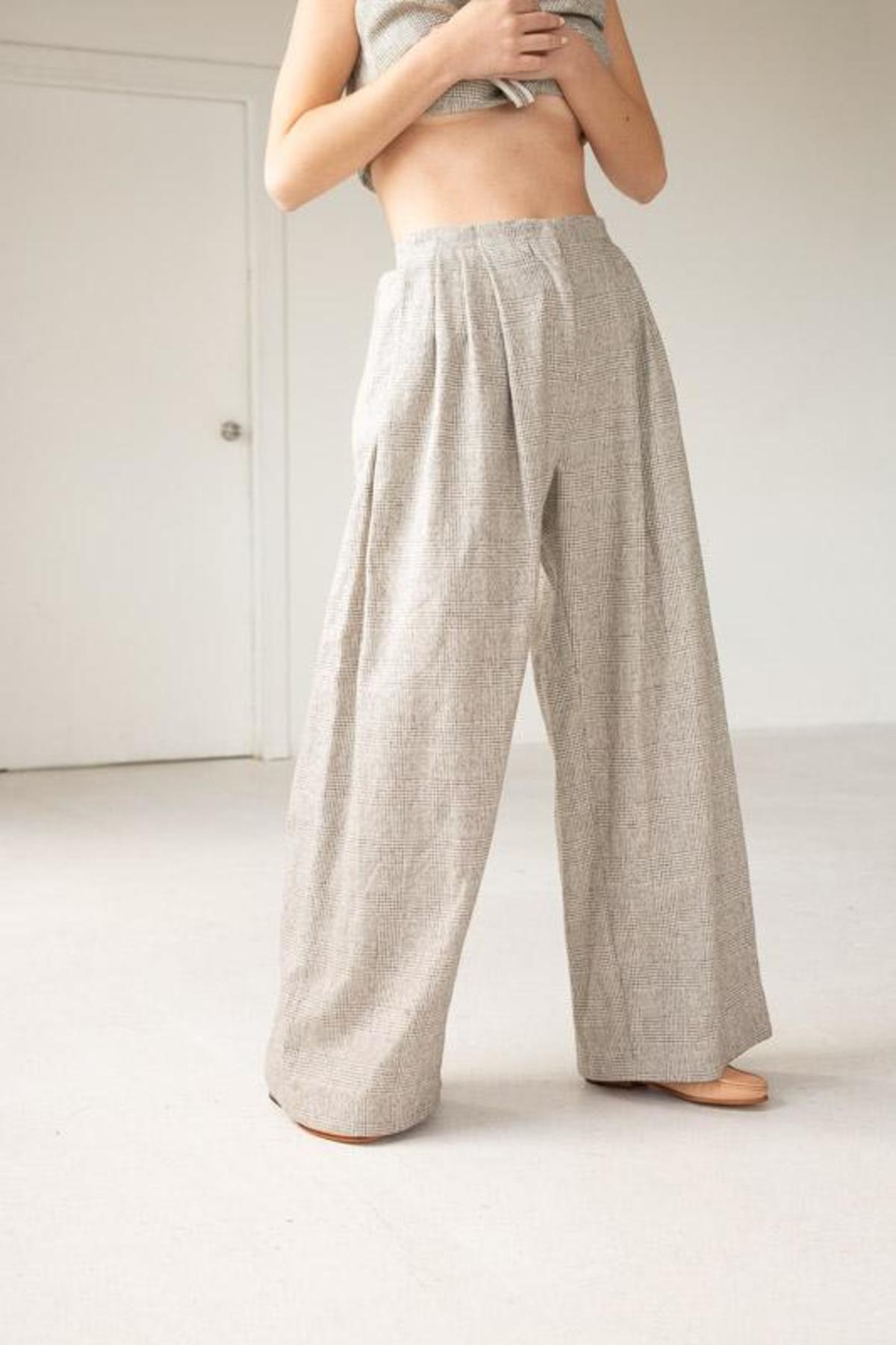 Lois Hazel Pleat Pant - Plaid - Image 1 of 6