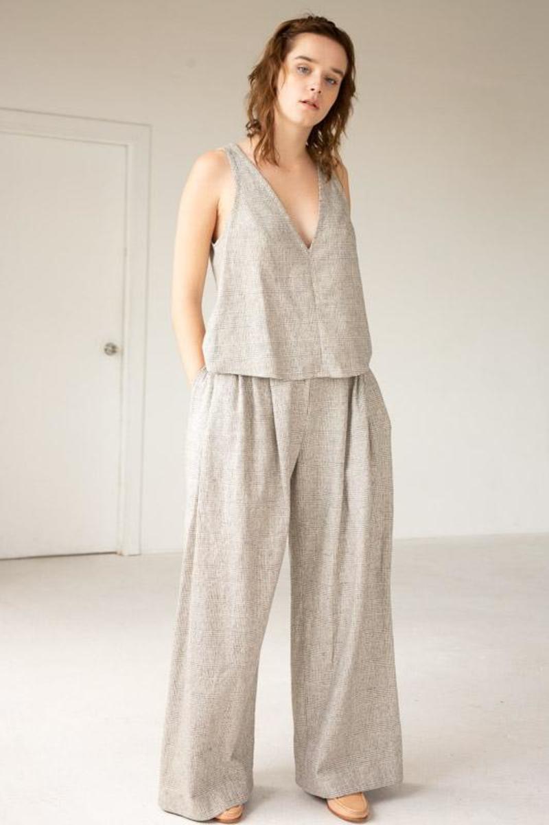 Lois Hazel Pleat Pant - Plaid