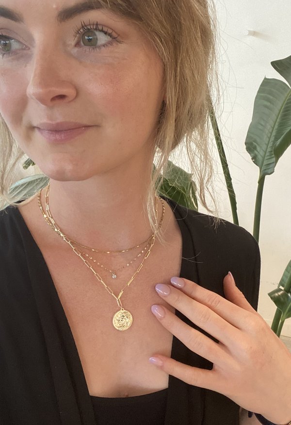 SS JEWELRY Lion Coin Pendant Necklace - Gold Vermeil