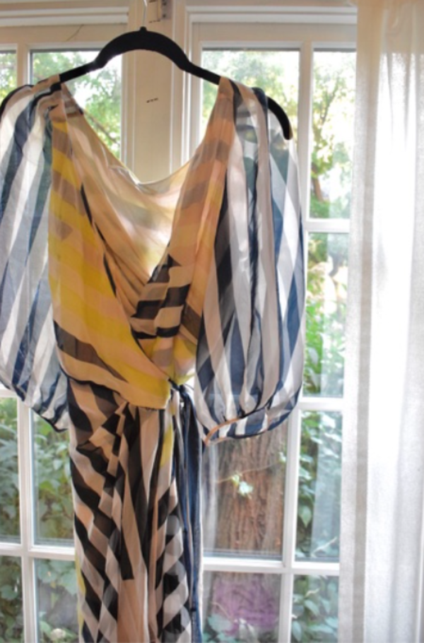 dvf striped silk dress Diane Von Furstenberg Striped Silk Mini Dress Women's Size Large