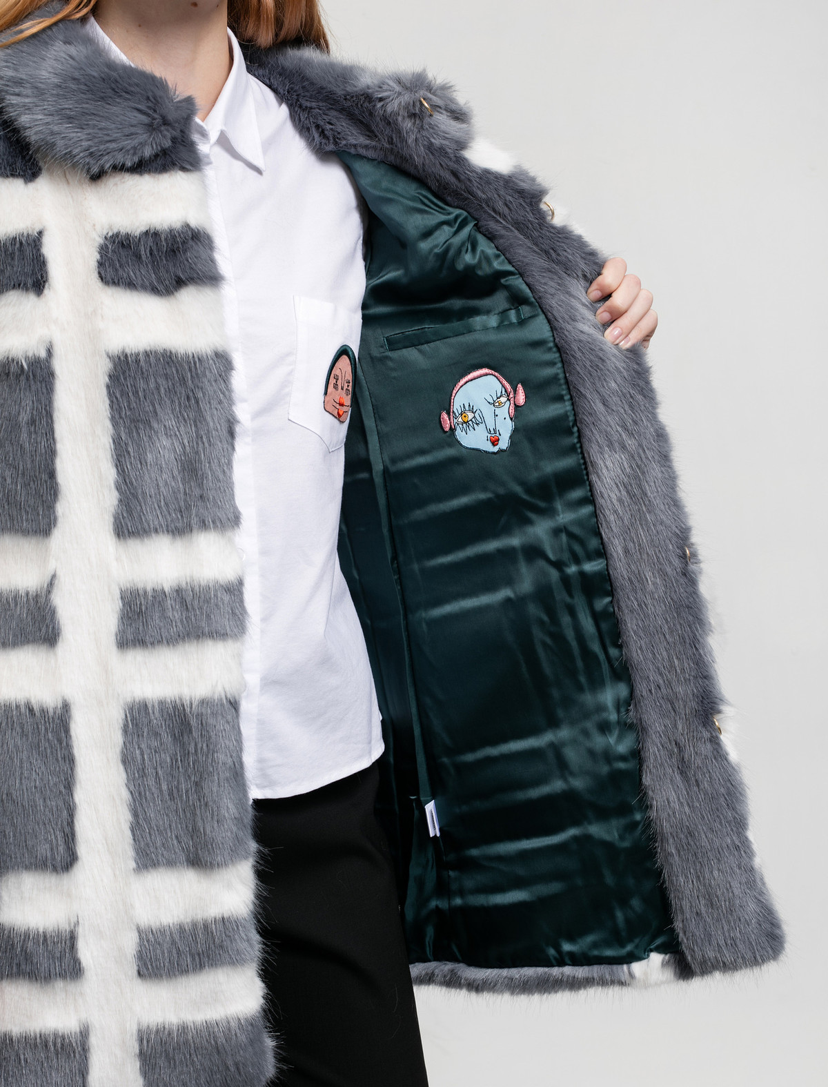 Shrimps Womens Edith Coat Flint/Cream - Image 2 of 7