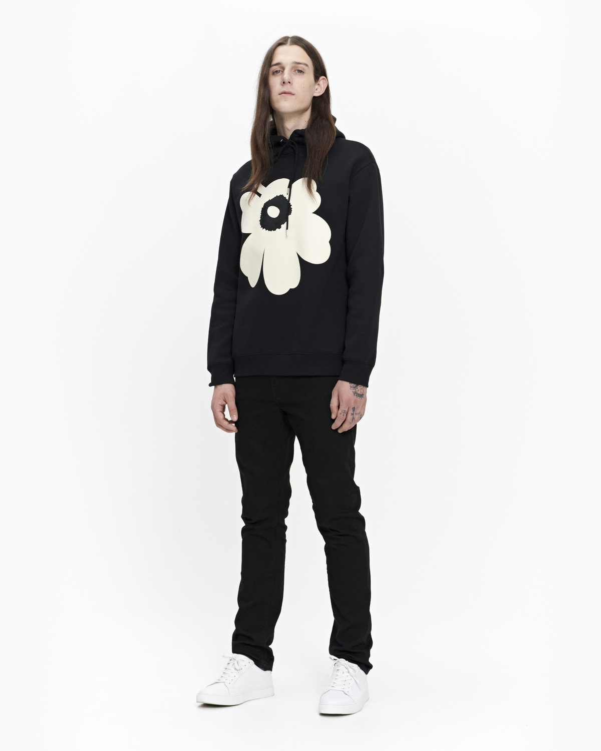 Marimekko Runoja Unikko Hoodie - Black | Garmentory