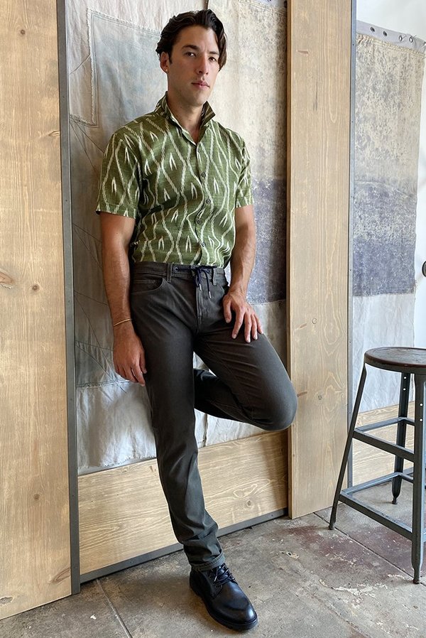 Raga Man SS Camp Collar Shirt - Green Ikat Raga Man SS Camp Collar Shirt - Green Ikat
