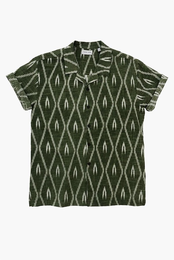 Raga Man SS Camp Collar Shirt - Green Ikat Raga Man SS Camp Collar Shirt - Green Ikat