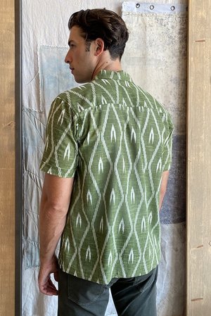 Raga Man SS Camp Collar Shirt - Green Ikat Raga Man SS Camp Collar Shirt - Green Ikat