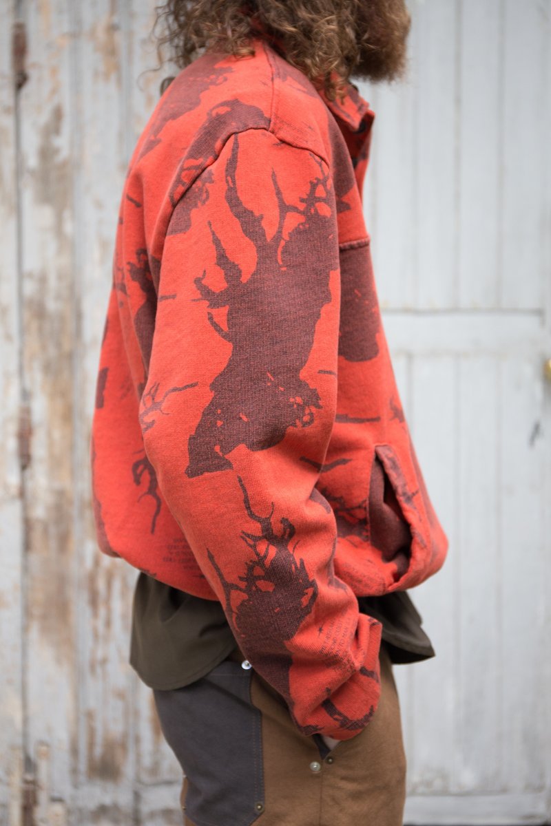 PHIPPS Methuselah Print Fleece Digging Pullover - Red | Garmentory 