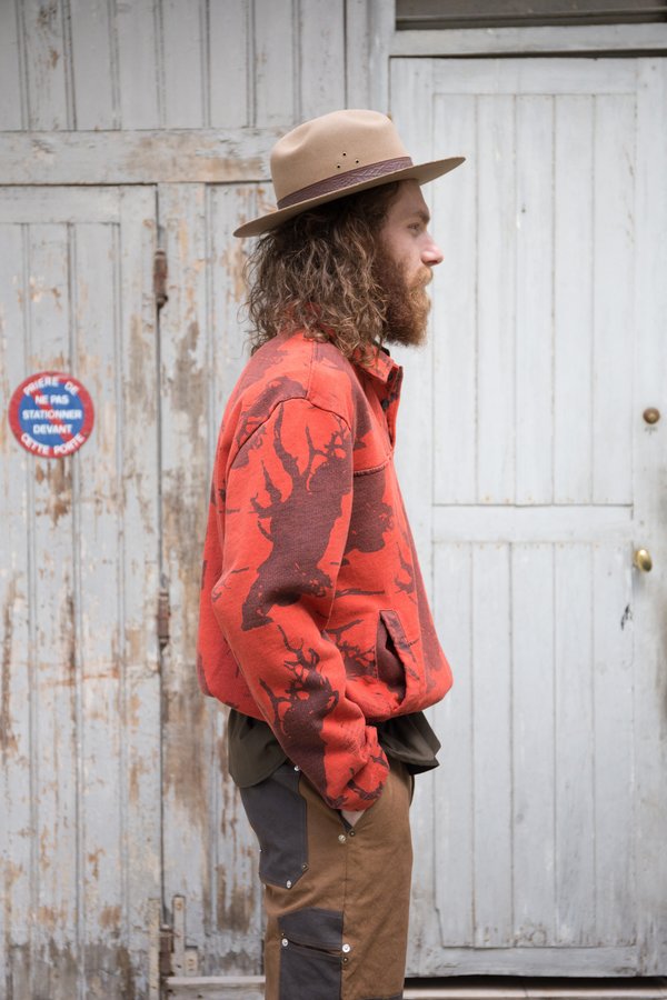 PHIPPS Methuselah Print Fleece Digging Pullover - Red | Garmentory
