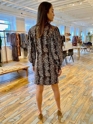anya feline shirt dress ALL SAINTS ANYA FELINE BROWN LEOPARD PRINT LONG SLEEVED SHIRT DRESS SI   Whispers Dress Agency