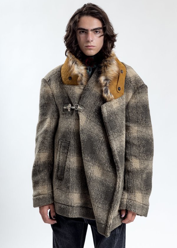 ジャケット・アウター Y/project Mantel aus Wolle und Faux Fur Y/project Faux Fur Lined Jacket - Green | Garmentory