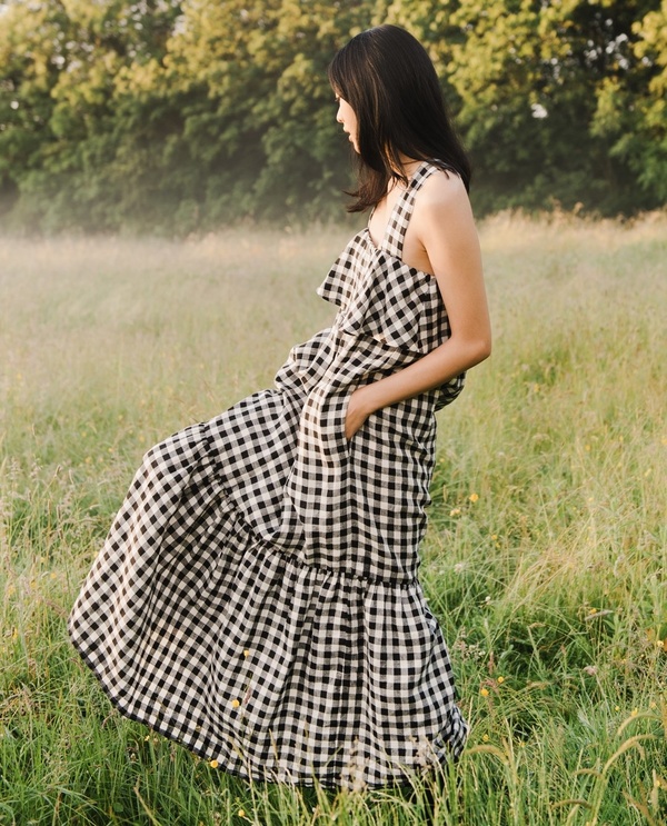 Beaumont Organic Arya-Gee Linen Dress - Black/White Gingham