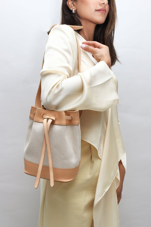 W A N T S Textile Belt Bag - Tan Leather/Cream W A N T S Textile Belt Bag - Tan Leather/Cream