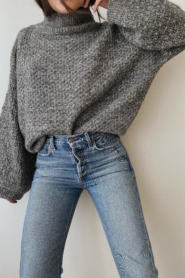 Wol Hide Tulip Sleeve Sweater - Grey Wol Hide Tulip Sleeve Sweater - Grey
