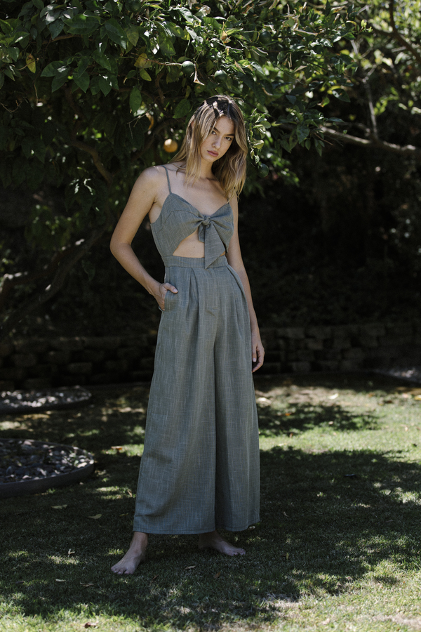 Six Crisp Days Thithi Jumpsuit - Olive Six Crisp Days Thithi Jumpsuit - Olive