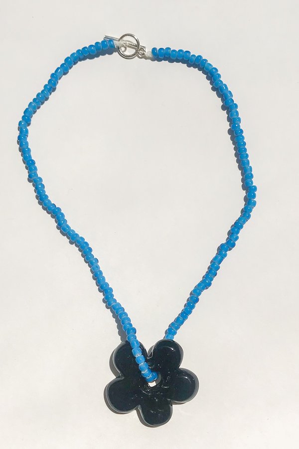 Brooke Callahan Deluxe Flower Necklace - Blue/Black | Garmentory