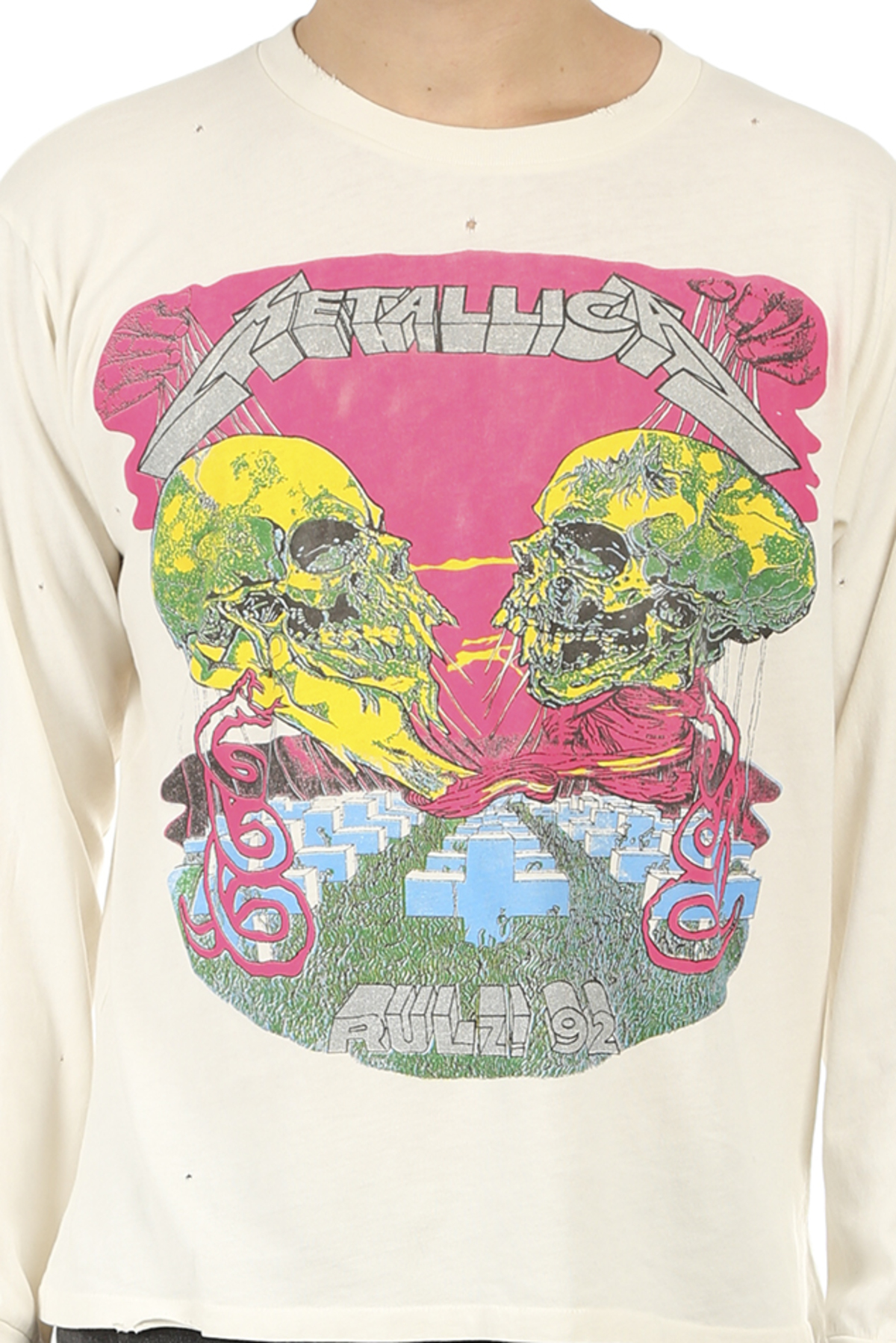 llica Madeworn メタリカ　メイドウォーン　ラグラン MadeWorn Metallica Rulz Longsleeve - Dirty White | Garmentory