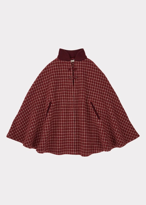 Kids Caramel Lapwing Cape - Red/berry Check Kids Caramel Lapwing Cape - Red/berry Check
