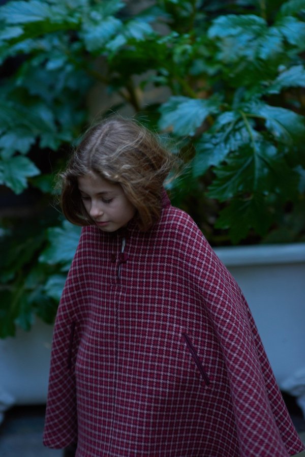 Kids Caramel Lapwing Cape - Red/berry Check Kids Caramel Lapwing Cape - Red/berry Check