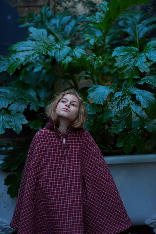 Kids Caramel Lapwing Cape - Red/berry Check Kids Caramel Lapwing Cape - Red/berry Check